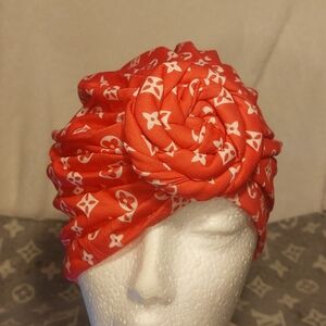 Red Patterned Women's Turban